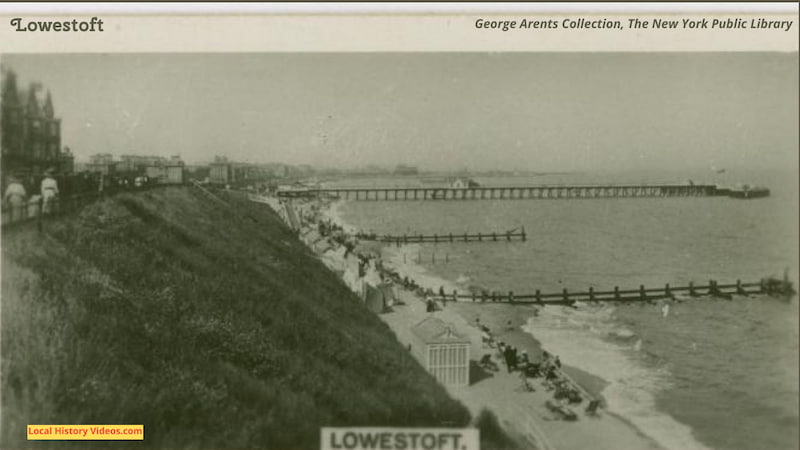 Old cigarette photo card of seafront at Lowestoft Suffolk England