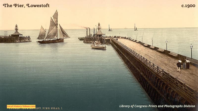 Old photo along the pier Lowestoft Suffolk England