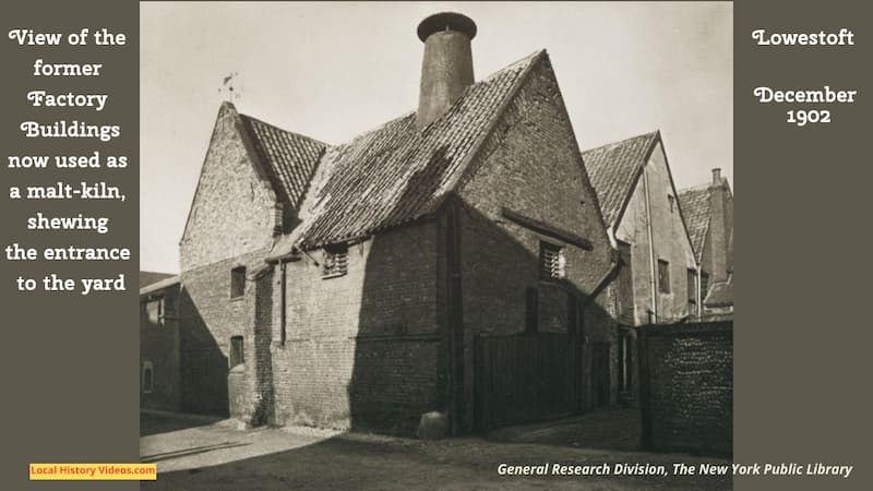 Old photo of the factory buildings malt kiln 1902 Lowestoft Suffolk England