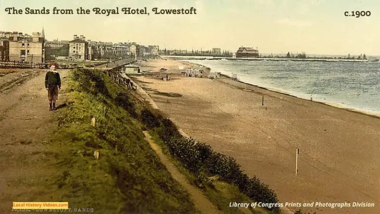 Old photo of the sands from the Royal Hotel Lowestoft Suffolk England