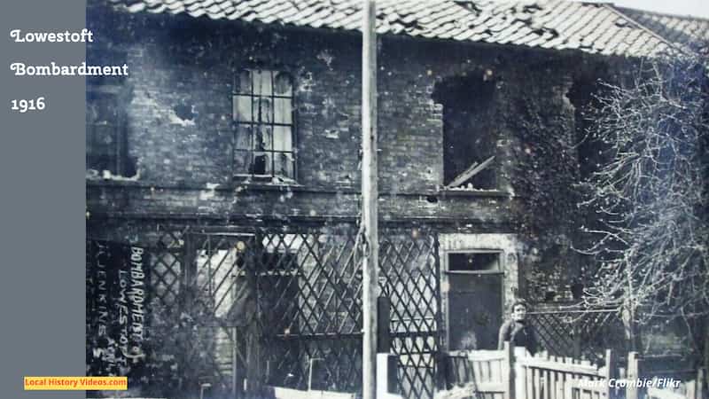 Old photo postcard of Lowestoft Bombardment Suffolk England