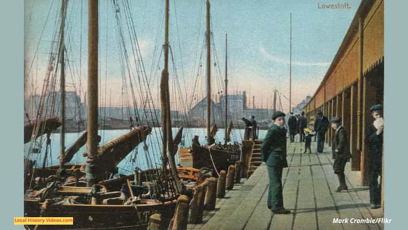 Old photo postcard of Lowestoft boats Suffolk England