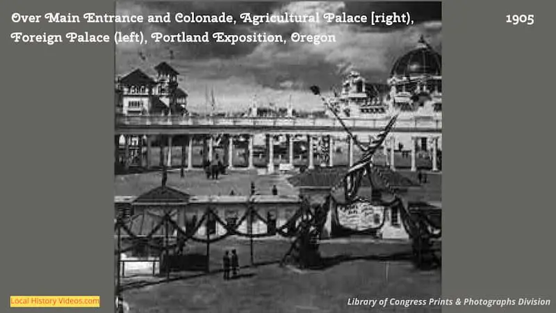 old photo of main entrance of Lewis and Clark Exposition Portland Oregon 1905