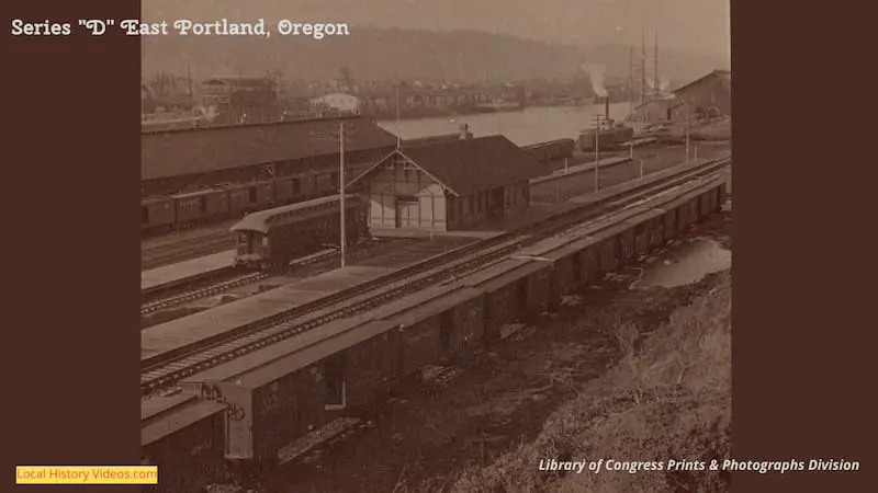 Old photo of Series "D" trains at East Portland Oregon