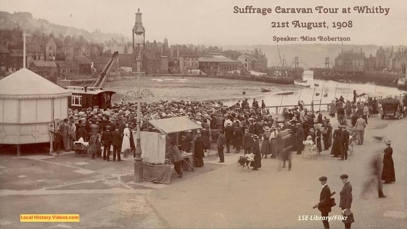 Old photo of the Suffrage Caravan Tour at Whitby Yorkshire England 1908