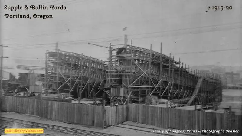 Old photo of Supple & Ballin Yards Portland Oregon c1915