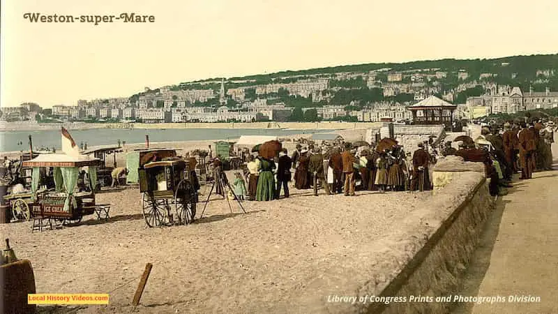 Old photo of the seaside at Weston-super-mare