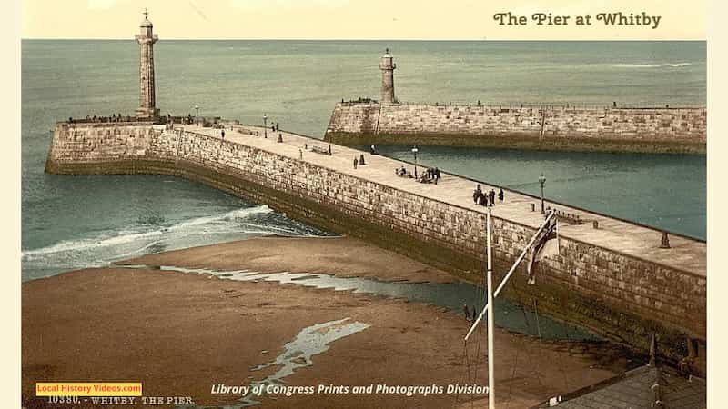 Old photo of Whitby Pier England