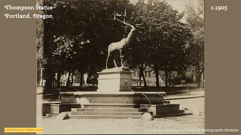 Old photo of the Thompson Statue Portland Oregon c1905