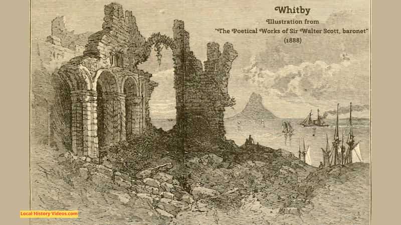 Old book illustration of Whitby Abbey