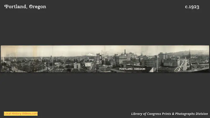 old cityscape photo of Portland Oregon around 1923.