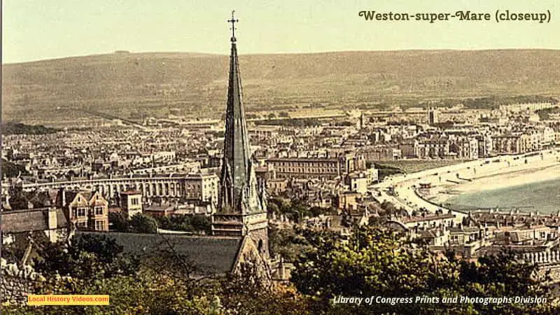 Old photo of an aerial view of Weston-super-Mare