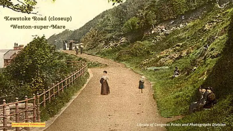 Old photo of people walking along Kewstoke Road Weston-super-Mare
