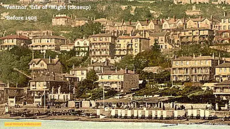 closeup of old photo of Ventnor isle of wight from the sea c1900