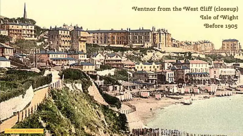 closeup of old photo of Ventnor isle of wight from the west cliff c1900