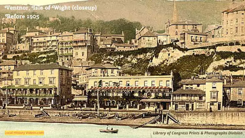 closeup of old photo of Ventnor isle of wight from the sea c1900