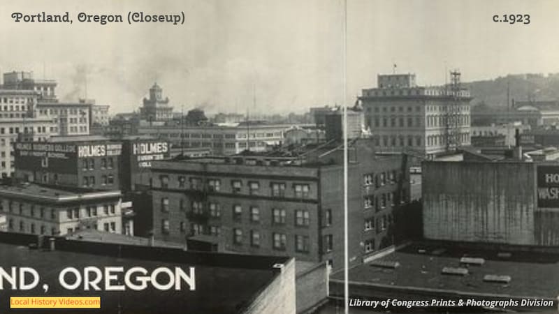 Closeup of an old photo of Portland Oregon taken around 1923