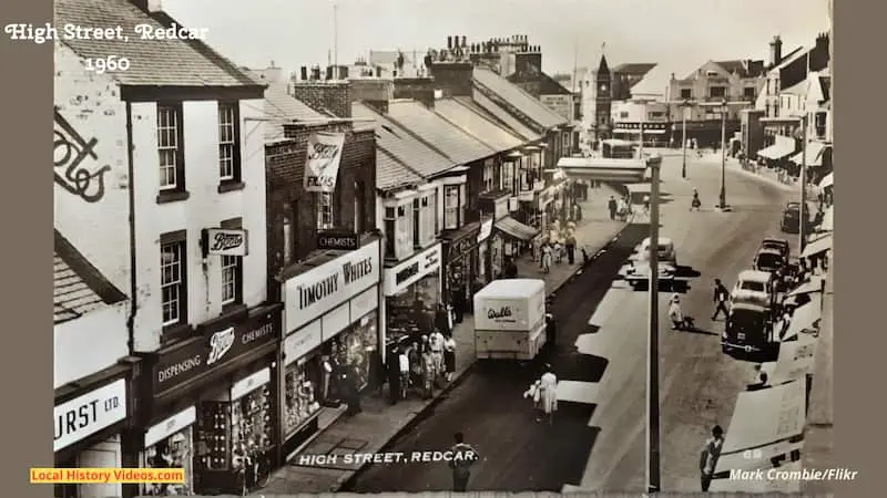 Old photo of the High Street at Redcar in 1960
