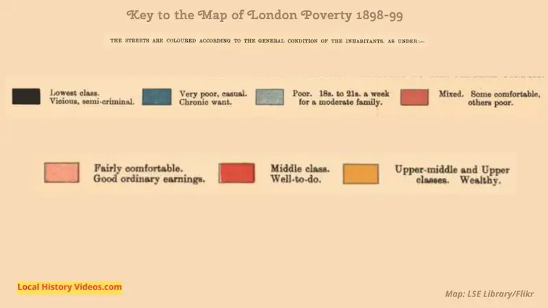 Key for Map of London Poverty 1898-1899
