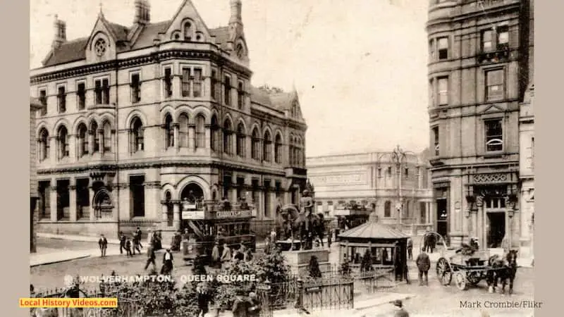 Old postcard of Queen Square Wolverhampton