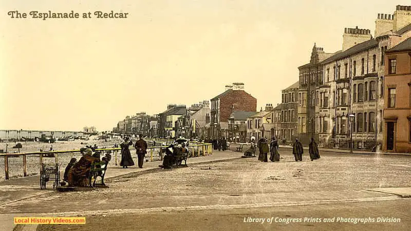 An old photo of the esplanade at Redcar, England, around the beginning of the twentieth century