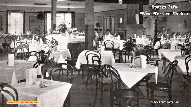 Old photo postcard of the Sparks Cafe in West Terrace Redcar