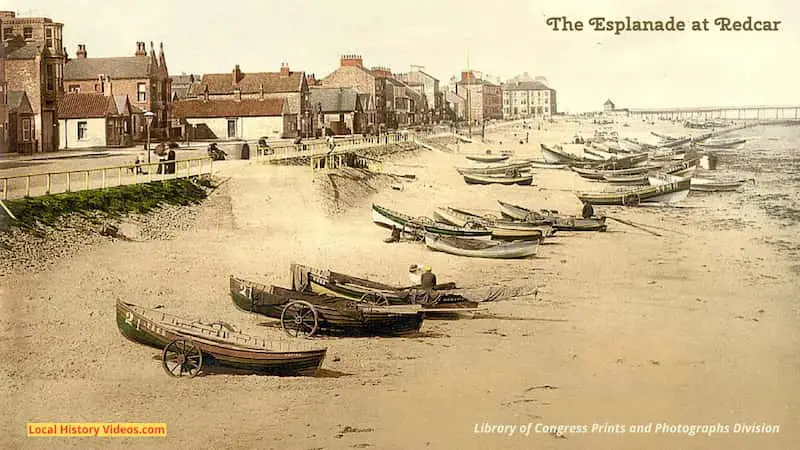 Old photo of the esplanade at Redcar, England