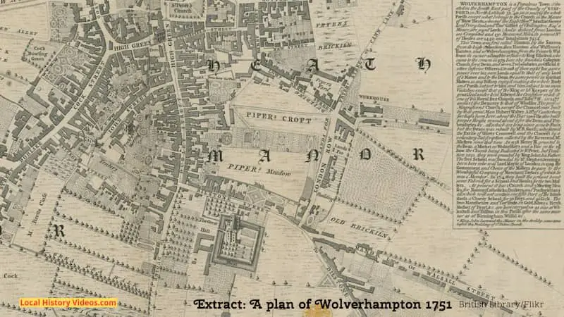 Closeup of part of "A Plan of Wolverhampton 1751"