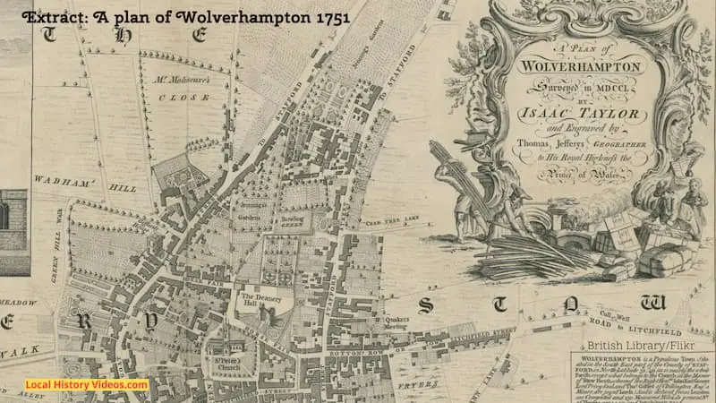 Closeup of part of "A Plan of Wolverhampton 1751"