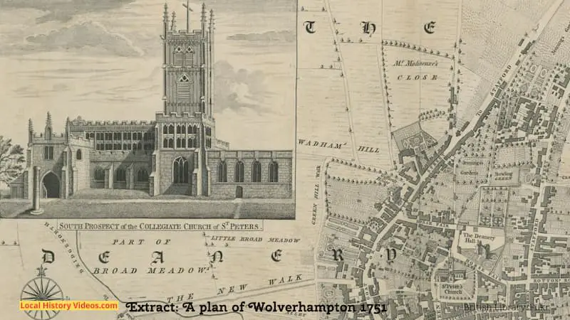 Closeup of part of "A Plan of Wolverhampton 1751"