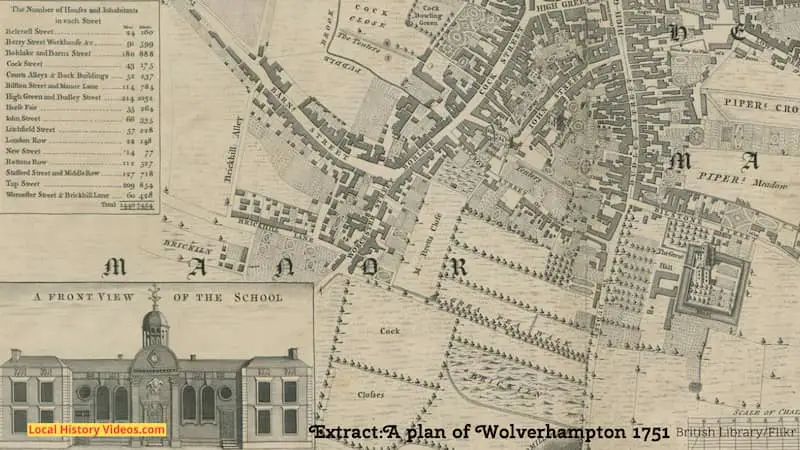 Closeup of part of "A Plan of Wolverhampton 1751"