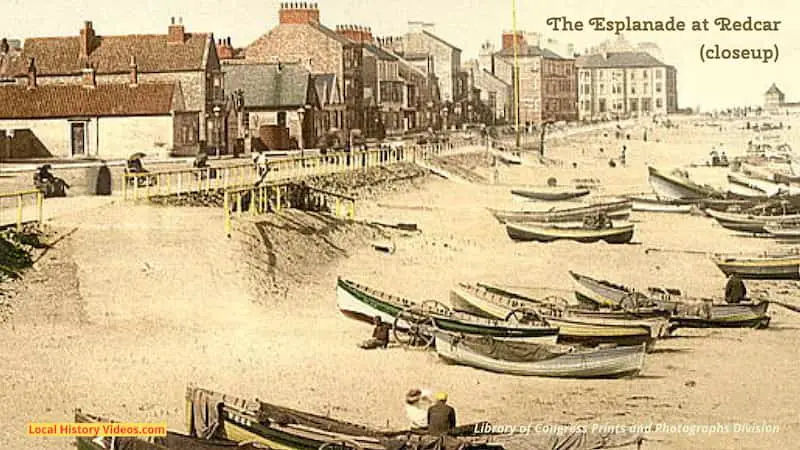 Closeup of an old photo of the esplanade at Redcar c1900