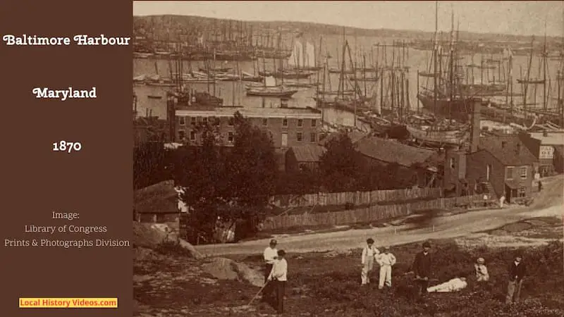Old photo of Baltimore Harbour, Maryland in 1870