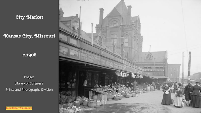 Old photo of the City Market at Kansas City, Missouri, taken around 1906