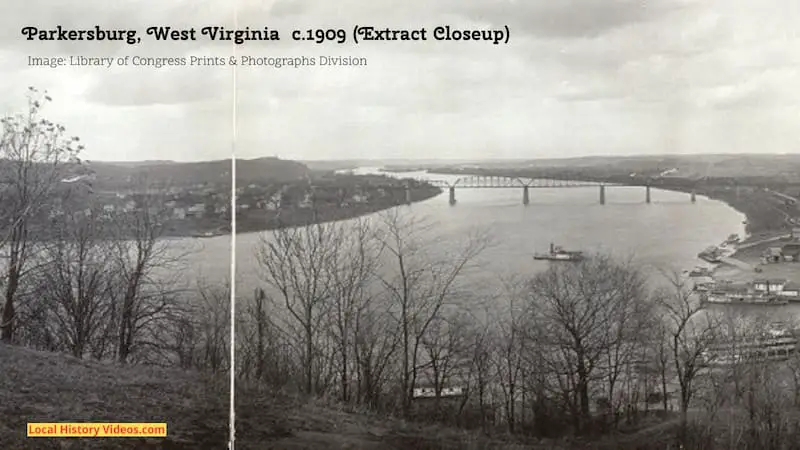Closeup of an extract of a panorama of Parkersburg, West Virginia, taken around 1909