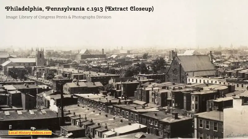 Closeup of an extract taken from the panorama photo of Philadelphia in about 1913
