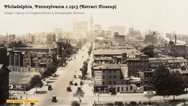 Closeup of an extract taken from the panorama photo of Philadelphia in about 1913