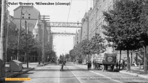 Closeup of an old photo of Pabst Brewery in Milwaukee Wisconsin, taken by 1901