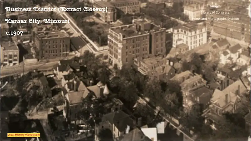 Closeup of an extract from an old photo of the Business District at Kansas City, Missouri, taken around 1907