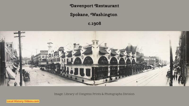 Old photo of the Davenport Restaurant in Spokane, taken around the year 1908