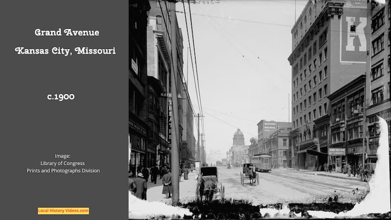 Old photo of Grand Avenue, Kansas City, Missouri, taken around the beginning of the 20th Century