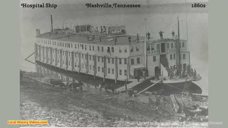 Old photo of the Nashville Hospital Ship during the American Civil War of the 1860s