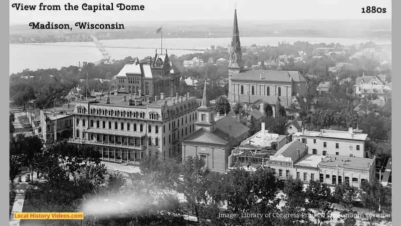 Old photo of the view from the Capitol dome in Madison, Wisconsin, in the 1880s