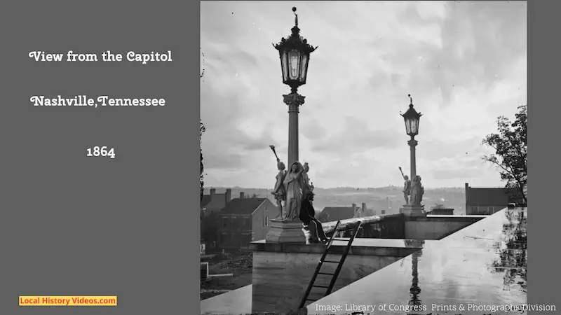 Old photo showing part of the Capitol at Nashville Tennessee in 1864 during the American Civil War