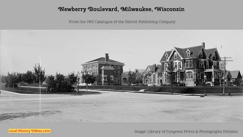 Old photo of the large private residences at Newberry Boulevard, Milwaukee, Wisconsin, taken around 1901