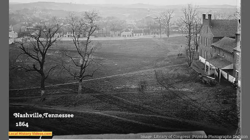 Old photo showing a view of Nashville Tennessee in 1864