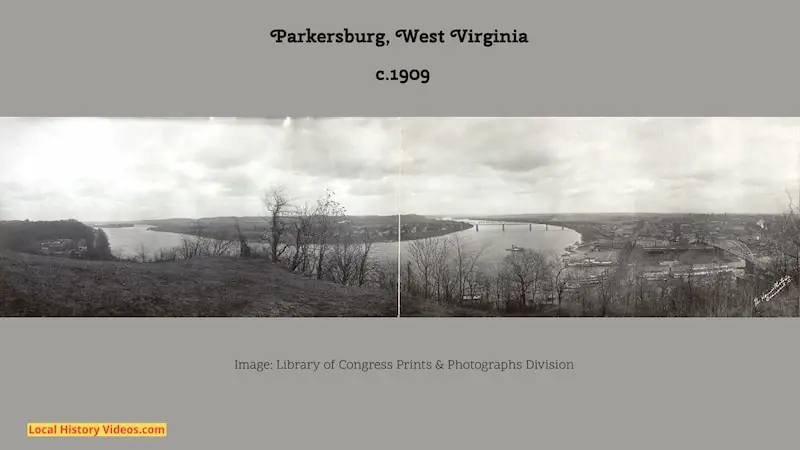 Old photo panorama of Parkersburg, West Virginia, taken around 1909
