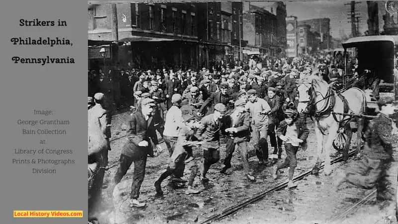 Old photo of strikers on the streets of Philadelphia Pennsylvania