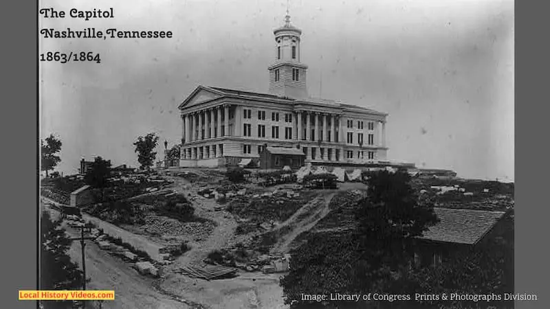 Old photo showing the Capitol at Nashville Tennessee in 1863 or 1864