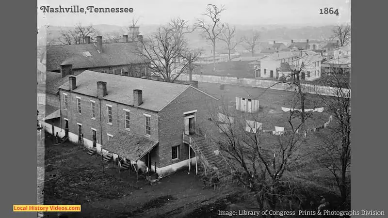 Old photo showing a view of Nashville Tennessee in 1864